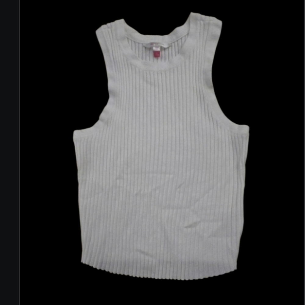 White Ribbed Tank Top, crop top, size large